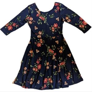 Vintage Fun Floral Dress Stretchy Fit and Flare Skater Dress
